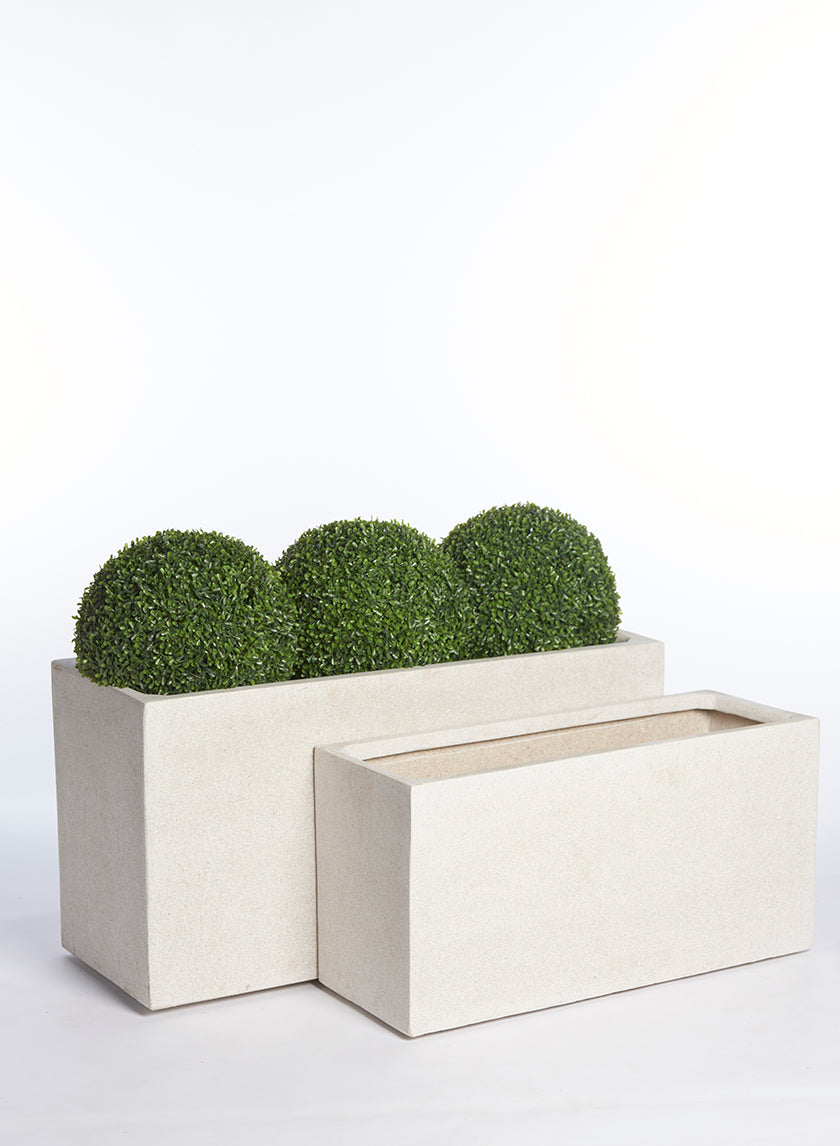 31.5in Long White Poly-Terrazzo Rectangular Planters Decor Jamaligarden