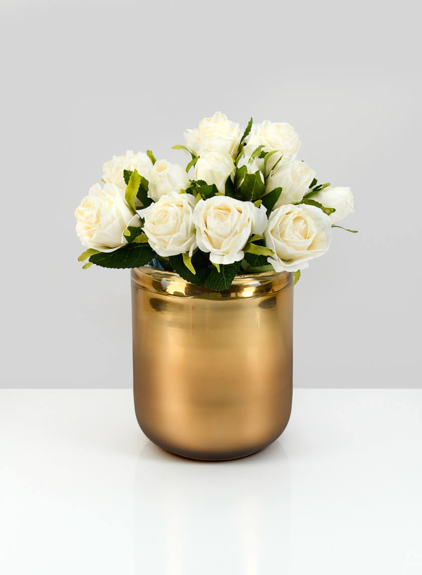 6in Tall Ebba Hand Blown Gold Glass Candleholder Decor Jamaligarden