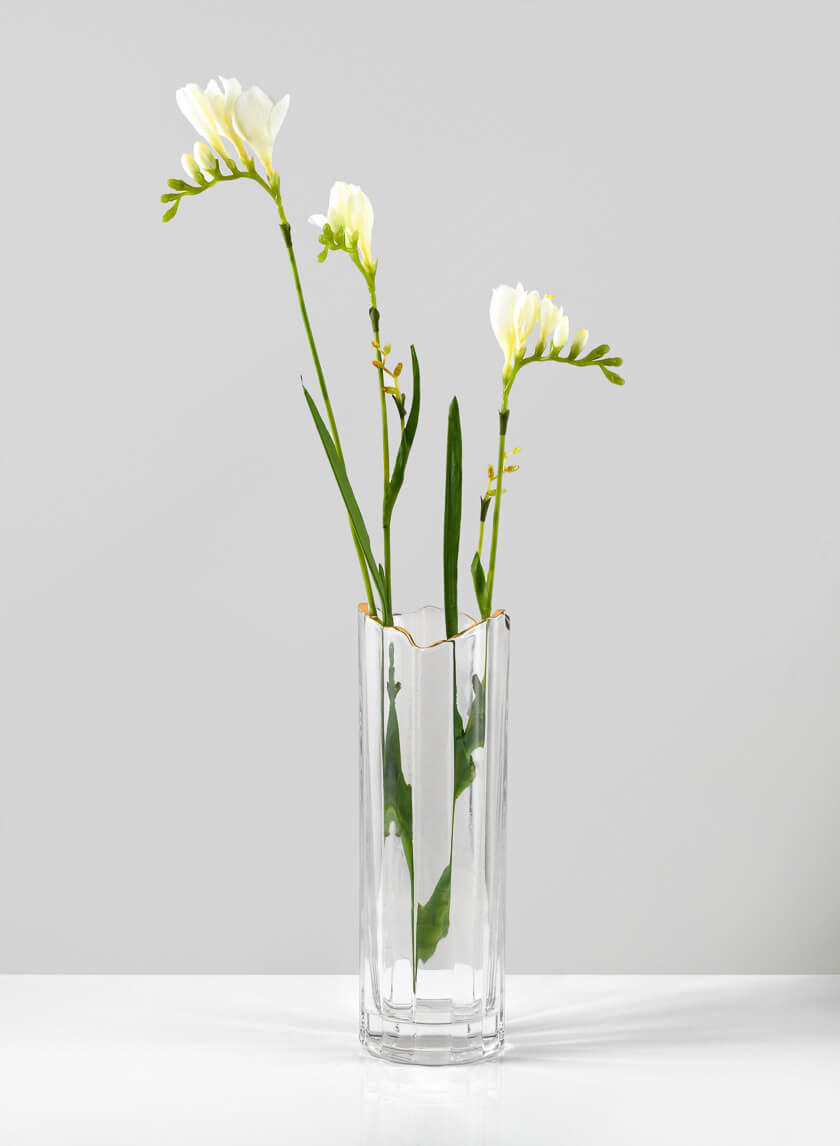 Waves Gold Rim Faceted Vase Decor Jamaligarden