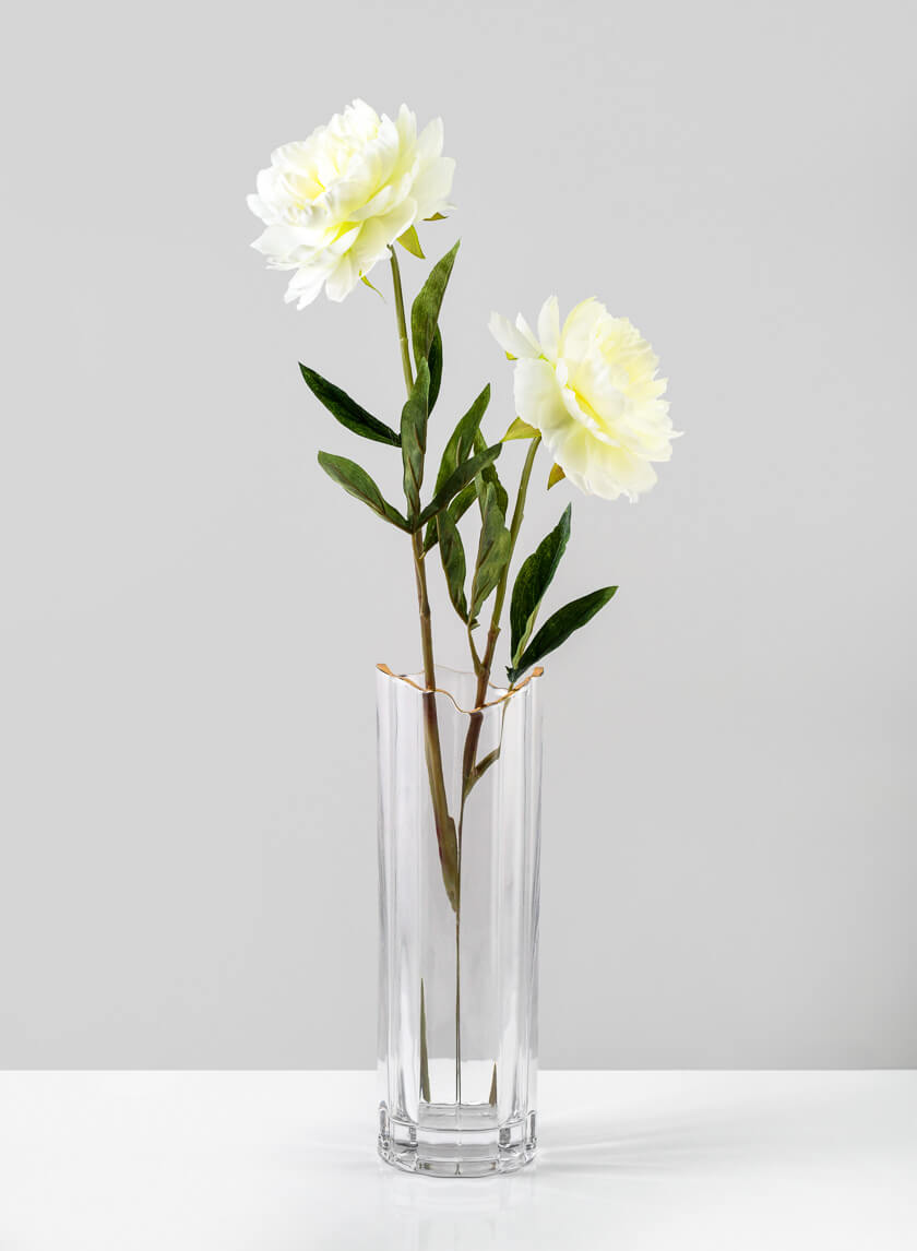 Waves Gold Rim Faceted Vase Decor Jamaligarden