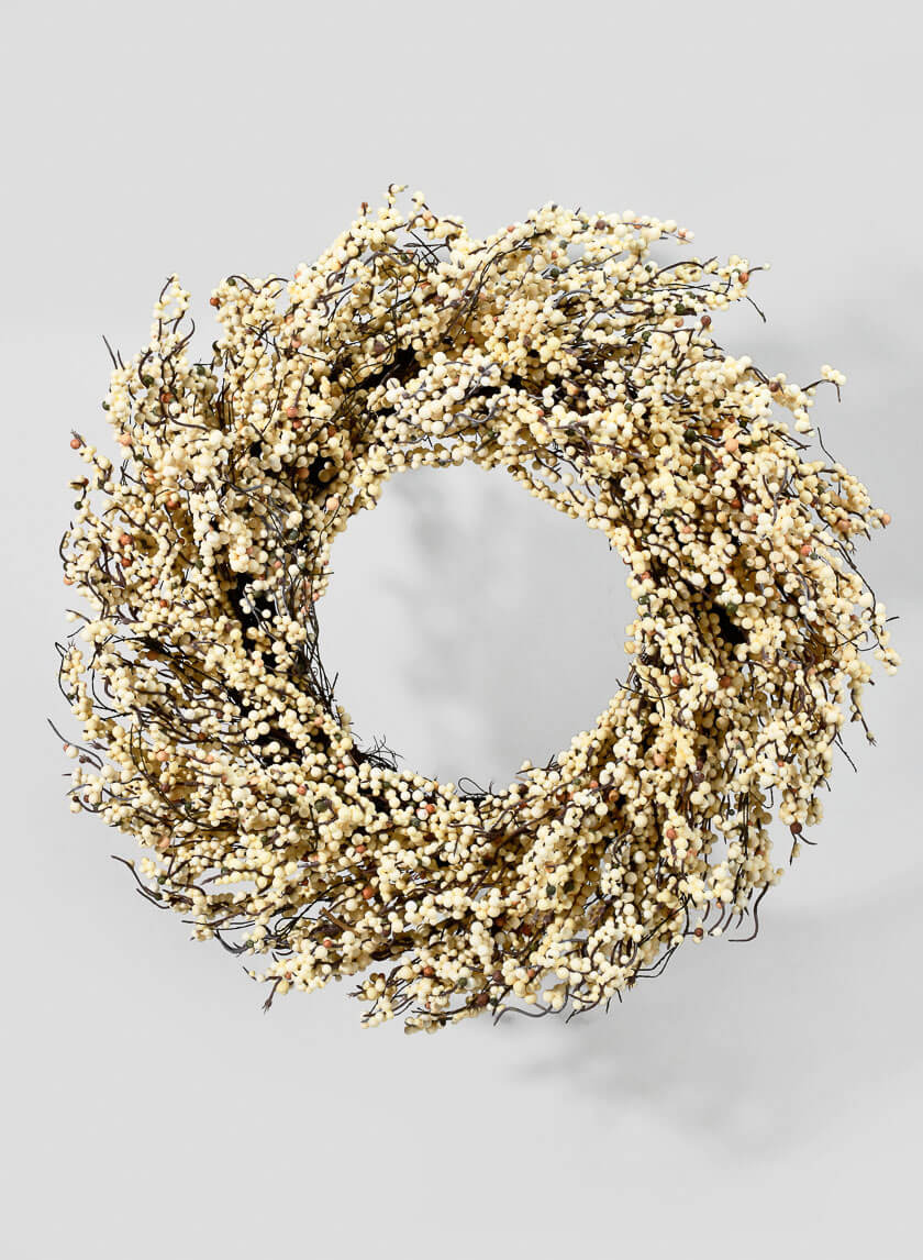28in Wide White Berry Wreath Decor Jamaligarden