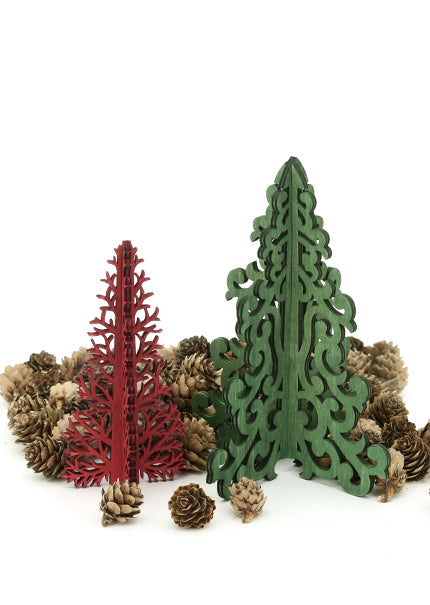Red &amp; Green Laser Wood Christmas Trees Decor Jamaligarden